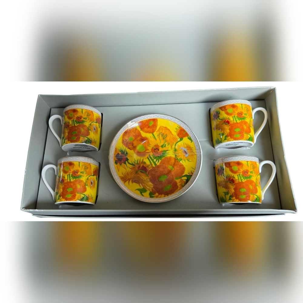 Grace Teaware NEW 8-Piece Tea Set or Espresso Set Van Gogh 'Sunflower' Inspired